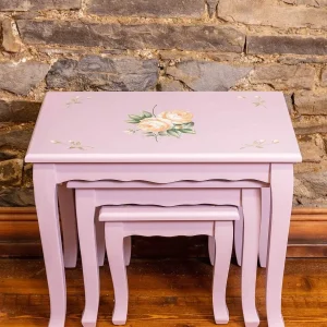 Carraig Donn HOME Purple Floral Nest Of 3 Tables* Homeware