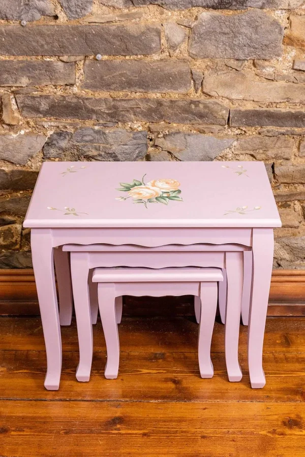 Carraig Donn HOME Purple Floral Nest Of 3 Tables* Homeware