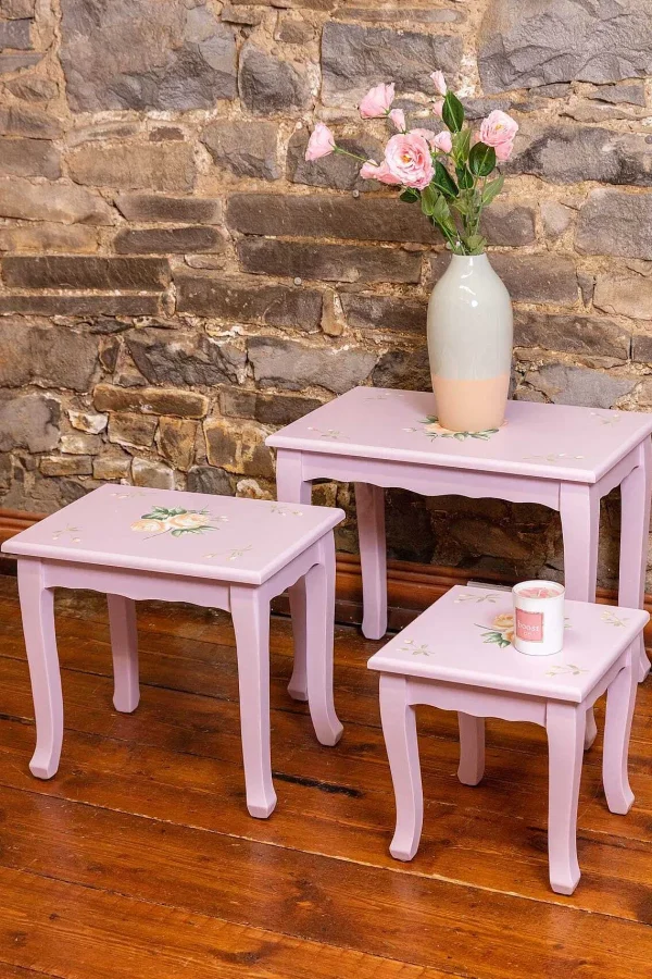 Carraig Donn HOME Purple Floral Nest Of 3 Tables* Homeware