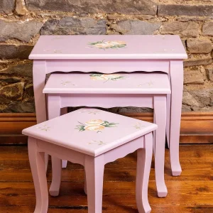 Carraig Donn HOME Purple Floral Nest Of 3 Tables* Homeware