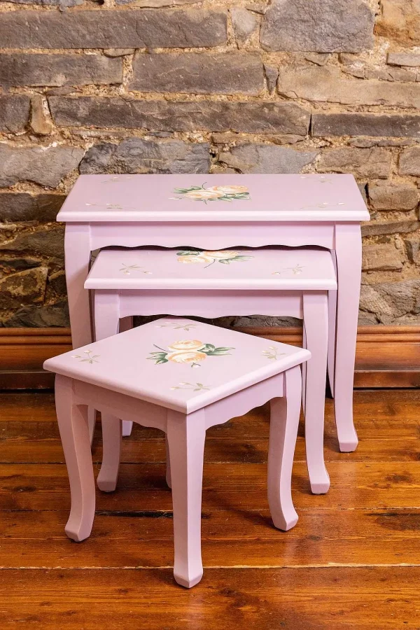 Carraig Donn HOME Purple Floral Nest Of 3 Tables* Homeware