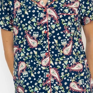 Cherish Accessories Pyjama Set With 3/4 Leg In Navy Print*Women Nightwear