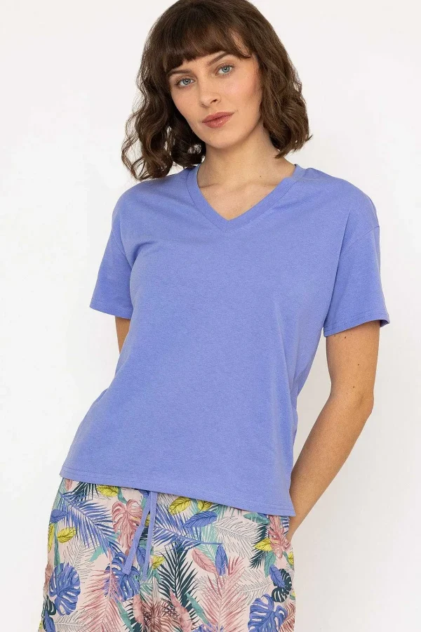 Cherish Accessories Pyjama Top And 3/4 Bottoms In Purple*Women Nightwear