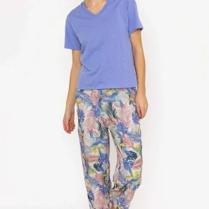Cherish Accessories Pyjama Top And 3/4 Bottoms In Purple*Women Nightwear