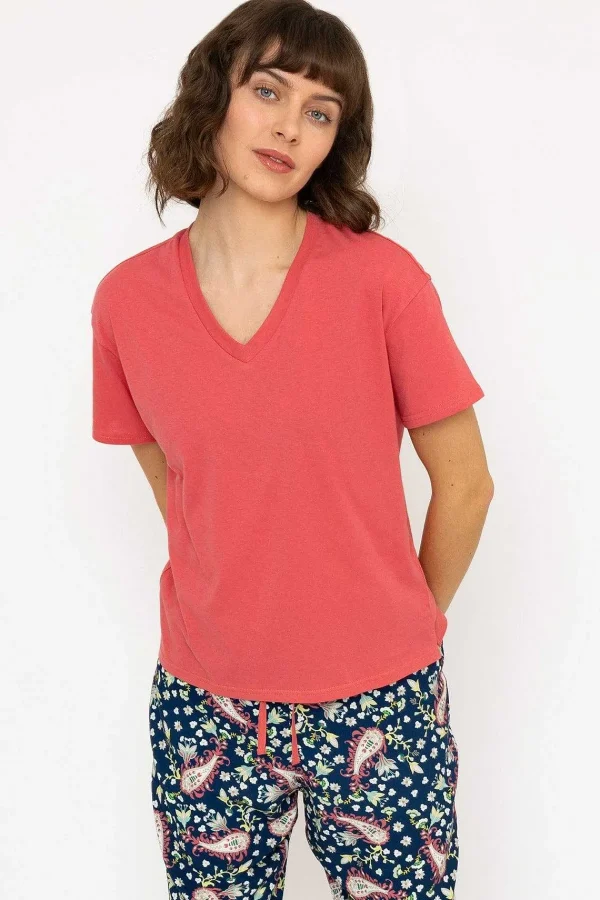 Cherish Accessories Pyjama Top And 3/4 Bottoms In Pink*Women Nightwear