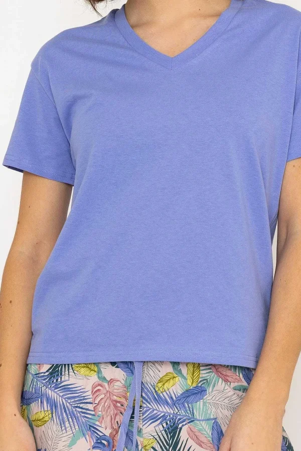 Cherish Accessories Pyjama Top And 3/4 Bottoms In Purple*Women Nightwear