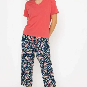 Cherish Accessories Pyjama Top And 3/4 Bottoms In Pink*Women Nightwear