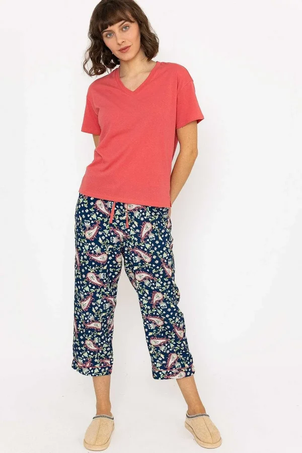 Cherish Accessories Pyjama Top And 3/4 Bottoms In Pink*Women Nightwear