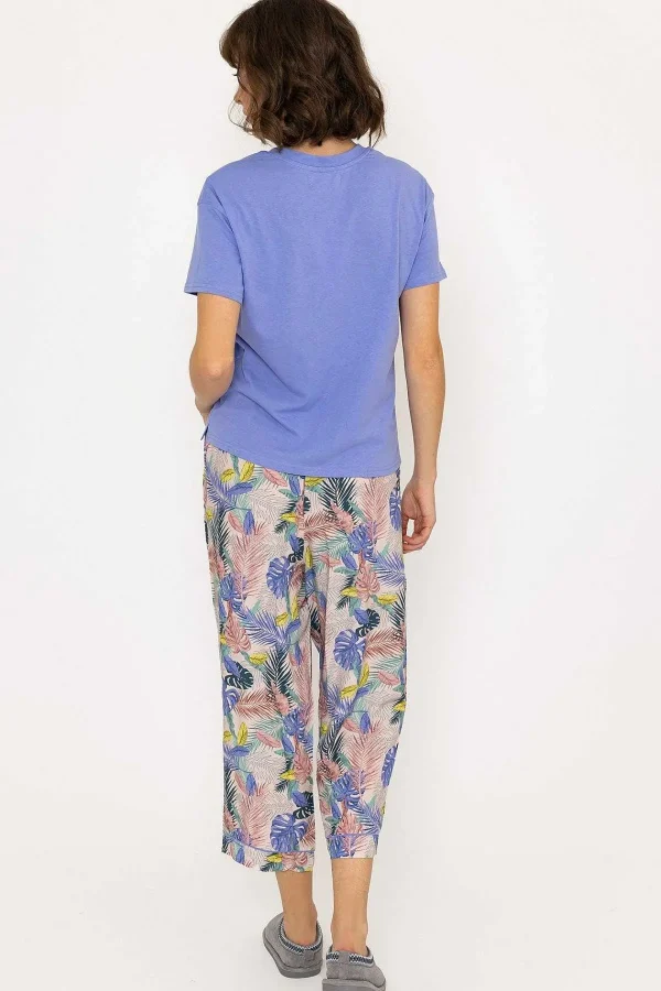 Cherish Accessories Pyjama Top And 3/4 Bottoms In Purple*Women Nightwear