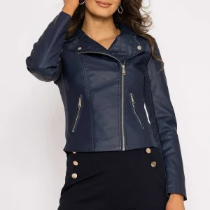 J'aime la Vie Quilted Side Zip Jacket In Navy*Women Coats & Jackets