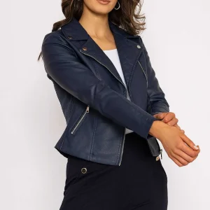 J'aime la Vie Quilted Side Zip Jacket In Navy*Women Coats & Jackets