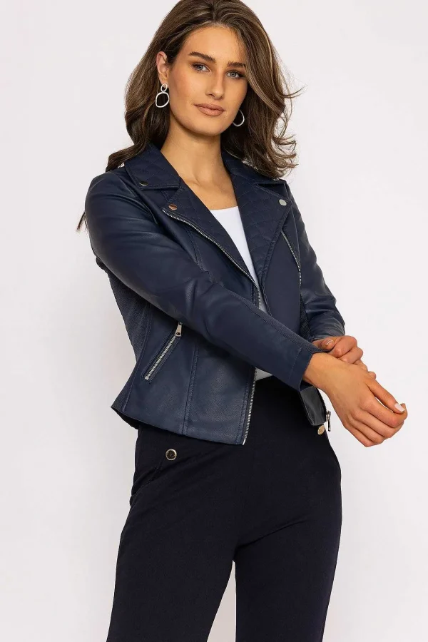 J'aime la Vie Quilted Side Zip Jacket In Navy*Women Coats & Jackets
