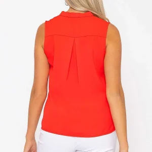 Rowen Avenue Red Scallop Trim Sleeveless Top*Women Tops & Blouses