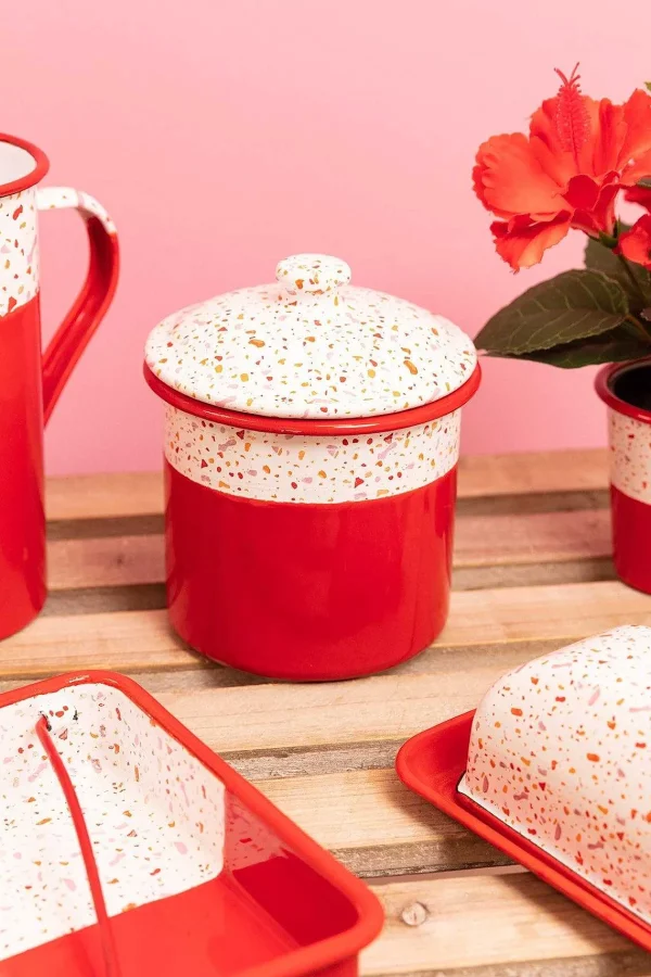 Carraig Donn HOME Red Splatter Print Enamel Canister* Homeware