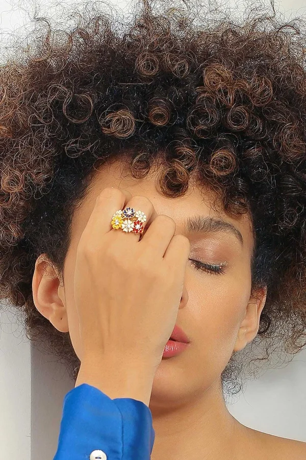 Newbridge Silverware Jewellery Revolving Cluster Floral Ring* Teenager
