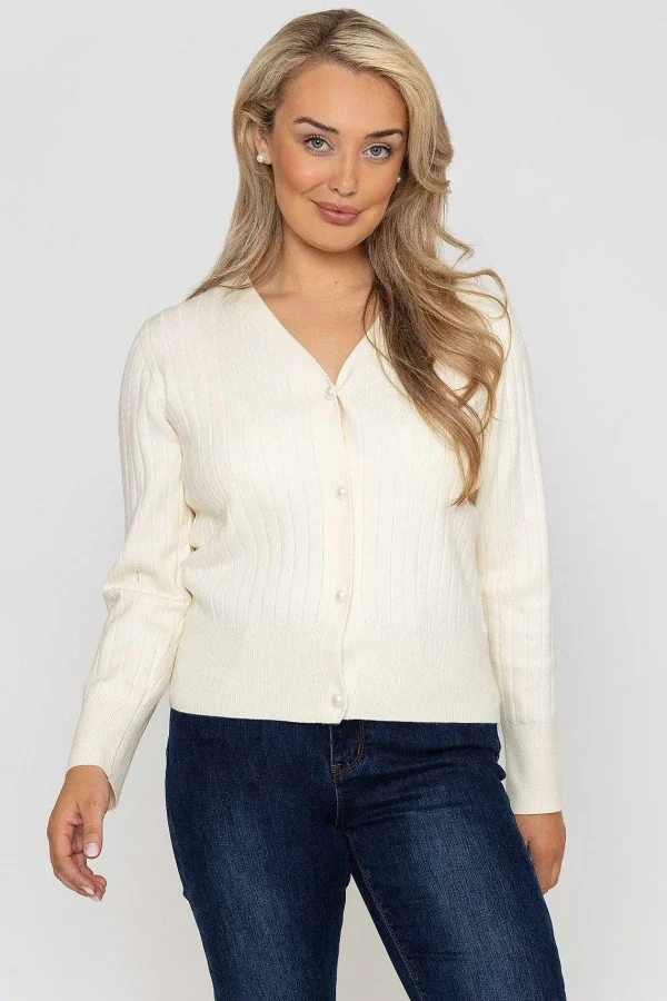 Kelly & Grace Weekend Rib Crop Cardigan In Ecru*Women Jumpers & Cardigans