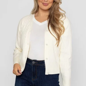 Kelly & Grace Weekend Rib Crop Cardigan In Ecru*Women Jumpers & Cardigans