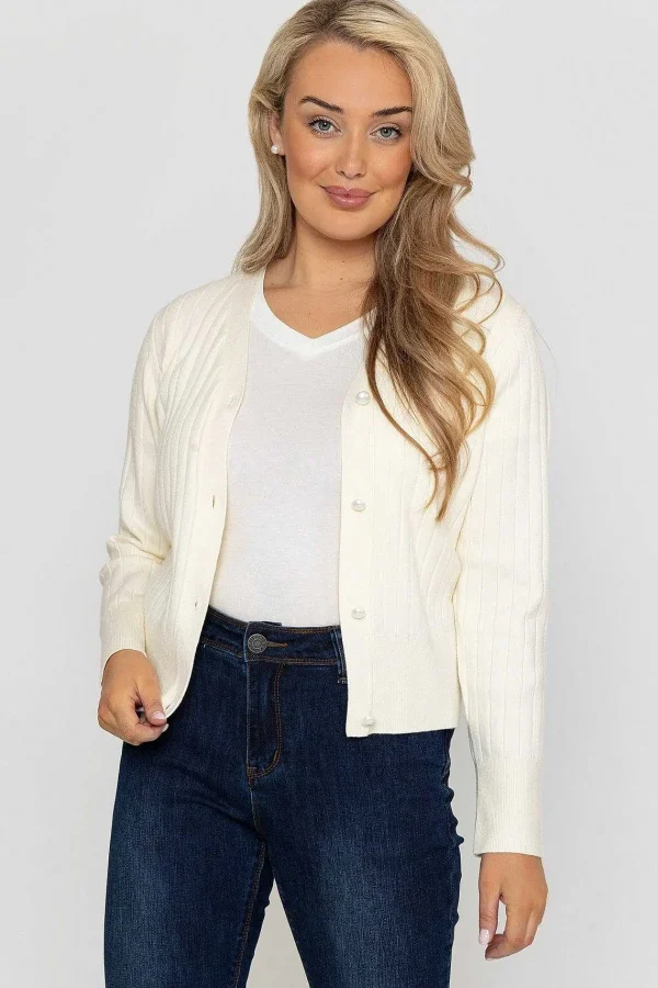 Kelly & Grace Weekend Rib Crop Cardigan In Ecru*Women Jumpers & Cardigans