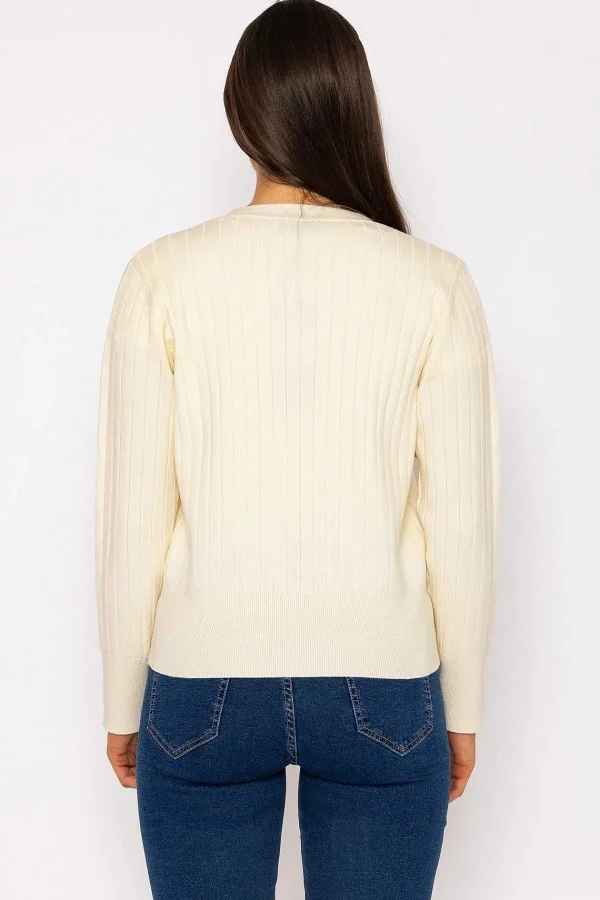 Kelly & Grace Weekend Rib Crop Cardigan In Ecru*Women Jumpers & Cardigans