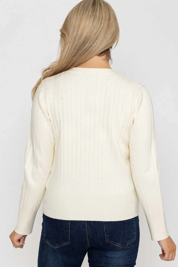 Kelly & Grace Weekend Rib Crop Cardigan In Ecru*Women Jumpers & Cardigans