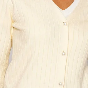 Kelly & Grace Weekend Rib Crop Cardigan In Ecru*Women Jumpers & Cardigans