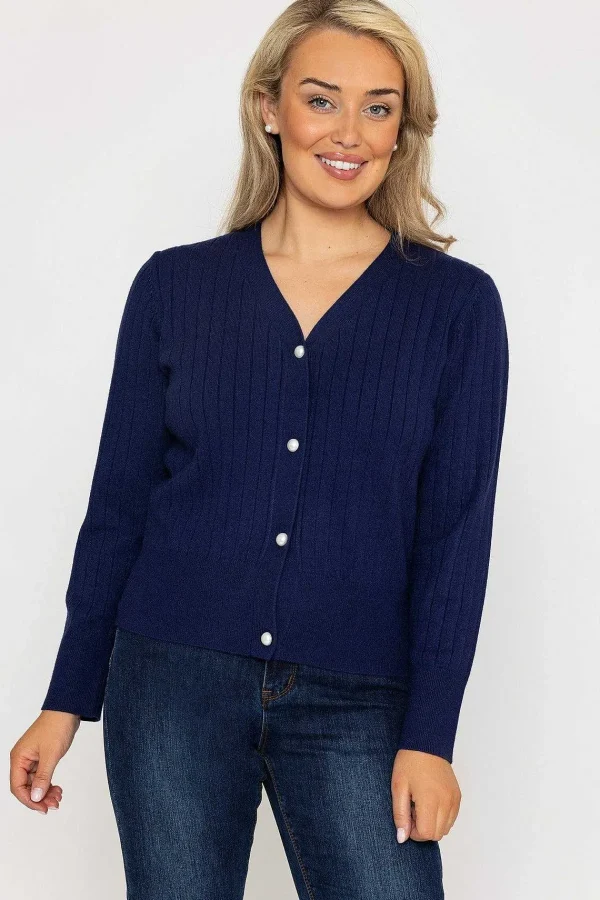 Kelly & Grace Weekend Rib Crop Cardigan In Navy*Women Jumpers & Cardigans