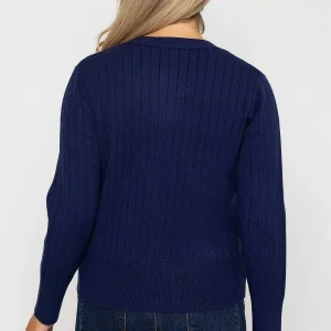Kelly & Grace Weekend Rib Crop Cardigan In Navy*Women Jumpers & Cardigans