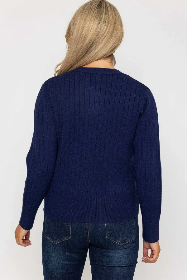 Kelly & Grace Weekend Rib Crop Cardigan In Navy*Women Jumpers & Cardigans