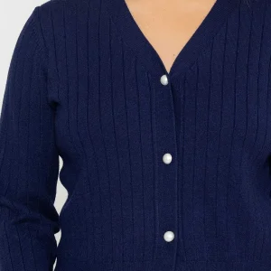Kelly & Grace Weekend Rib Crop Cardigan In Navy*Women Jumpers & Cardigans