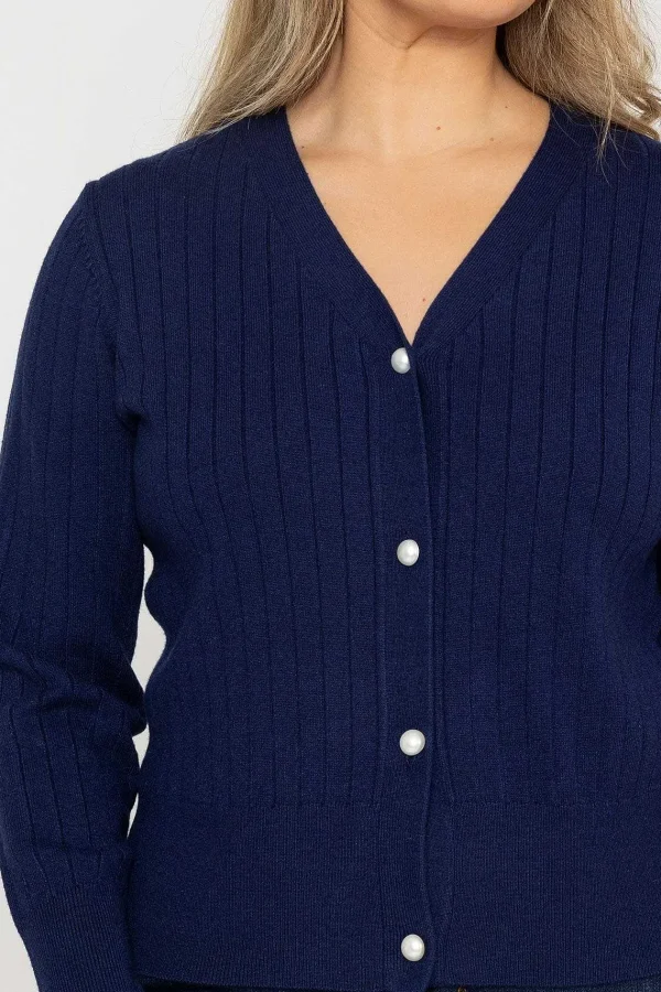 Kelly & Grace Weekend Rib Crop Cardigan In Navy*Women Jumpers & Cardigans