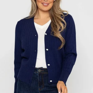 Kelly & Grace Weekend Rib Crop Cardigan In Navy*Women Jumpers & Cardigans