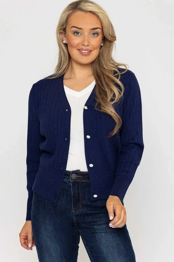 Kelly & Grace Weekend Rib Crop Cardigan In Navy*Women Jumpers & Cardigans