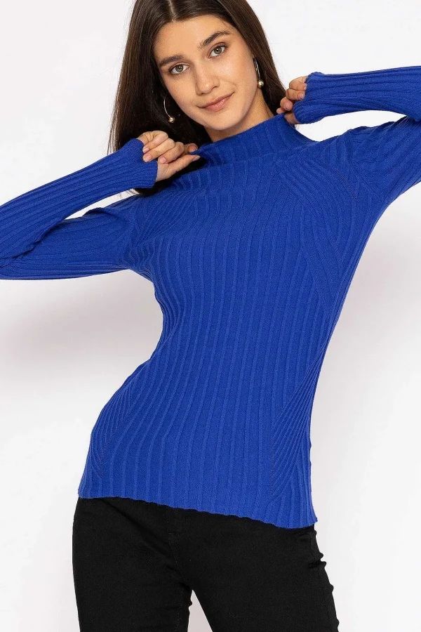 Kelly & Grace Weekend Rib Knit Top In Blue*Women Jumpers & Cardigans