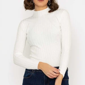 Kelly & Grace Weekend Rib Knit Top In Ecru*Women Jumpers & Cardigans