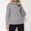 Kelly & Grace Weekend Rib Knit With Zip In Grey*Women Jumpers & Cardigans