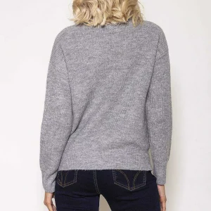 Kelly & Grace Weekend Rib Knit With Zip In Grey*Women Jumpers & Cardigans