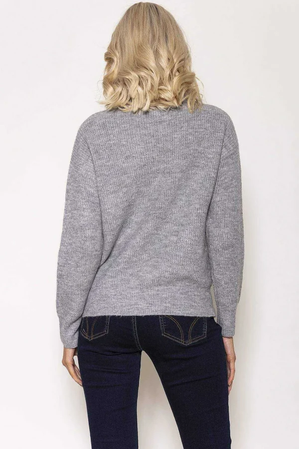 Kelly & Grace Weekend Rib Knit With Zip In Grey*Women Jumpers & Cardigans