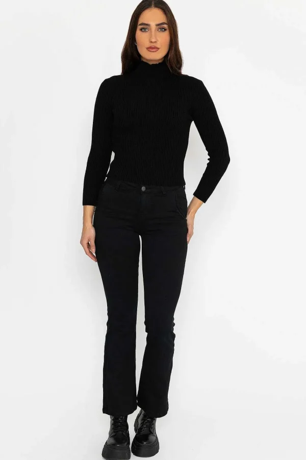 Pala D'oro Sport Rib Polo Knit In Black*Women Jumpers & Cardigans