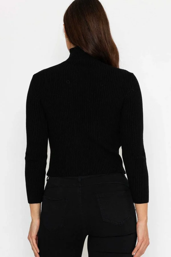 Pala D'oro Sport Rib Polo Knit In Black*Women Jumpers & Cardigans