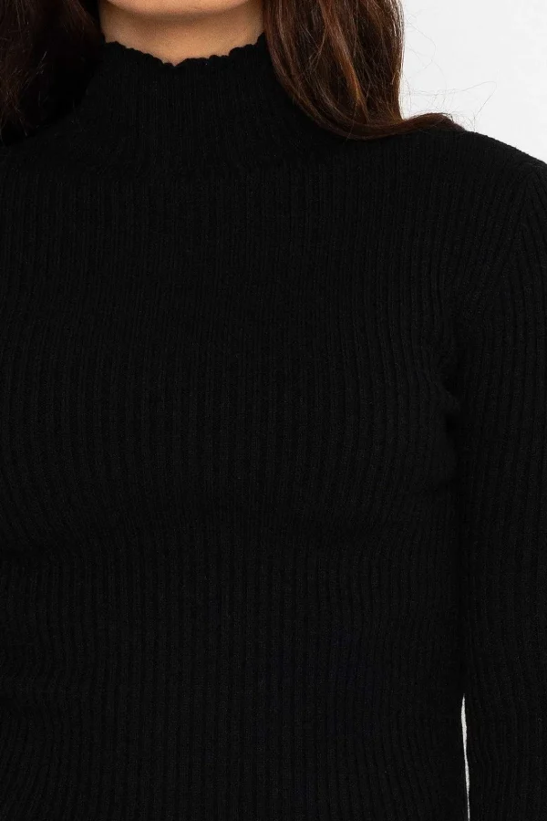 Pala D'oro Sport Rib Polo Knit In Black*Women Jumpers & Cardigans