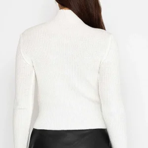 Pala D'oro Sport Rib Polo Knit In White*Women Jumpers & Cardigans