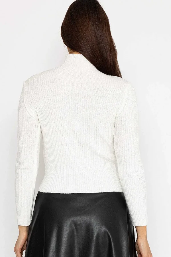 Pala D'oro Sport Rib Polo Knit In White*Women Jumpers & Cardigans