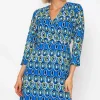 Pala D'oro Roisin Blue Print Knee Length Dress* Skater