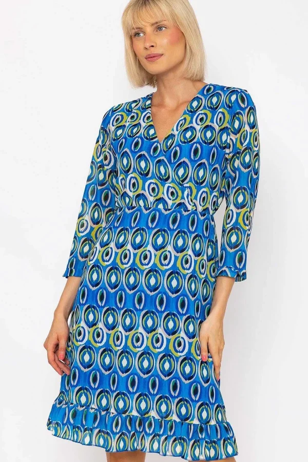 Pala D'oro Roisin Blue Print Knee Length Dress* Skater