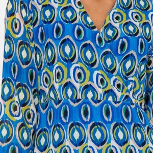 Pala D'oro Roisin Blue Print Knee Length Dress* Skater