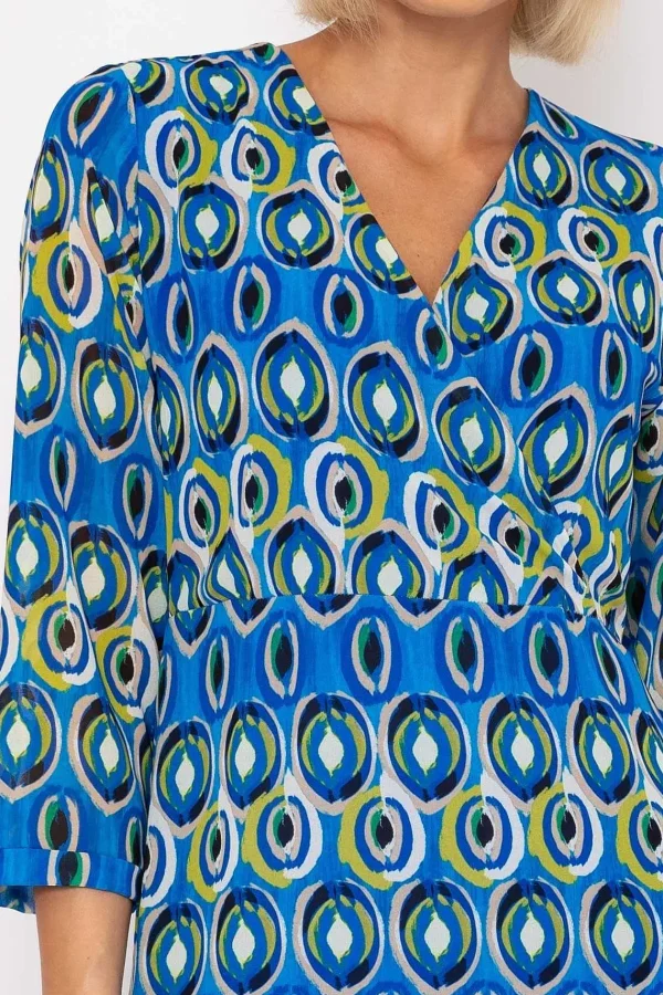 Pala D'oro Roisin Blue Print Knee Length Dress* Skater