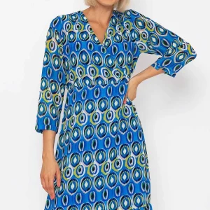Pala D'oro Roisin Blue Print Knee Length Dress* Skater