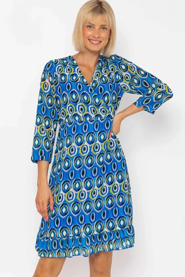 Pala D'oro Roisin Blue Print Knee Length Dress* Skater