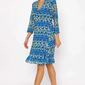 Pala D'oro Roisin Blue Print Knee Length Dress* Skater