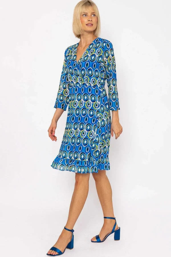 Pala D'oro Roisin Blue Print Knee Length Dress* Skater